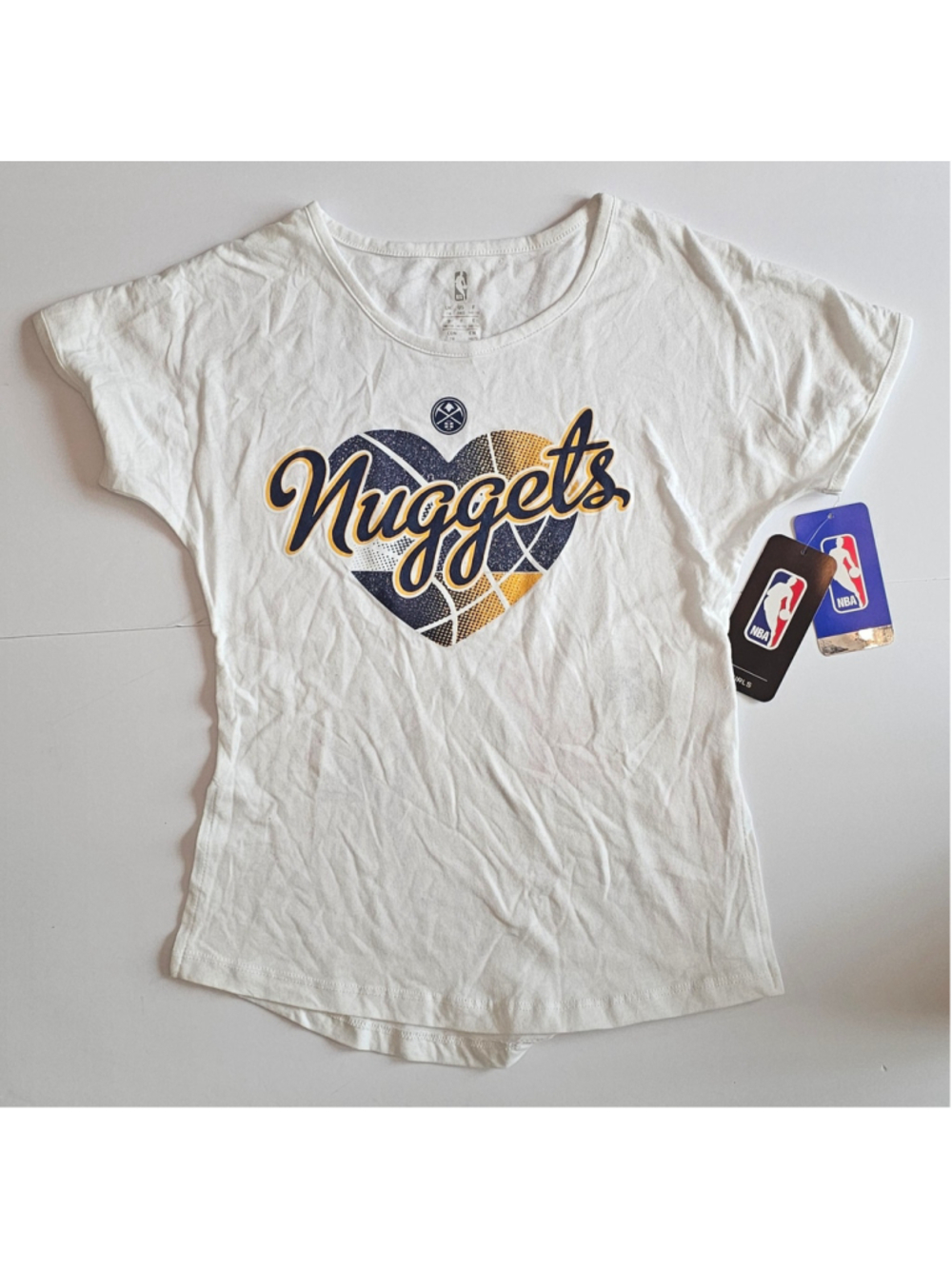 Girls NBA Denver Nuggets Graphic Tee White Blue Size Youth Small 7/8